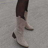 Botas de cowboy Selenay bege de cano médio
