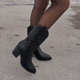Botas de cowboy Selenay pretas de cano médio