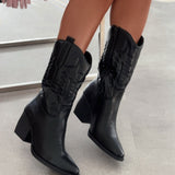 Botas de cowboy Selenay pretas de cano médio