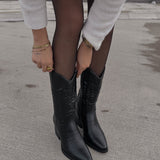 Botas de cowboy Selenay pretas de cano médio