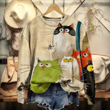 Moletom Casual com Estampa de Gato