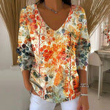 Camisa Vintage Descontraída de Mangas Longas