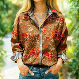 Camisa Vintage com Estampa Floral