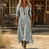 Vestido Vintage Casual de Mangas Longas
