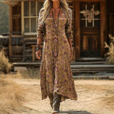 Vestido Longo com Estampa Étnica Vintage