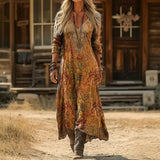 Vestido Vintage Casual de Mangas Longas