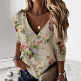 Camisa de Manga Longa com Estampa Floral Vintage