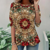 Camisa de Manga Longa com Estampa Floral Vintage