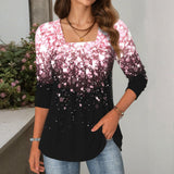 Blusa Descontraída de Manga Longa com Efeito Degradê