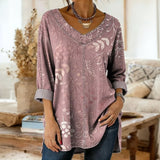 Camisa com Estampa de Folhas Retrô