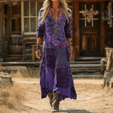 Vestido Vintage Casual de Mangas Longas
