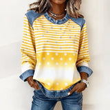 Casual Sweatshirt with Polka Dots and Stripes