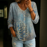 Camisa Casual Vintage de Mangas Longas