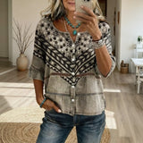 Camisa Vintage com Estampa de Flores