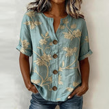 Blusa Vintage com Estampa de Flores