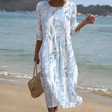 Robe Casual com Estampa de Folhas