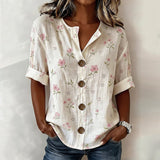 Camisa Vintage com Estampa Floral