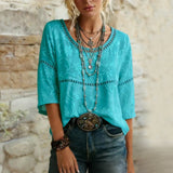 Blusa Vintage com Estampa de Flores