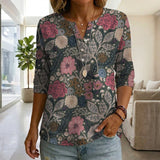 Blusa Vintage com Estampa de Flores