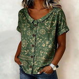 Blusa Vintage com Estampa Floral