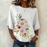 Blusa Vintage com Estampa de Flores