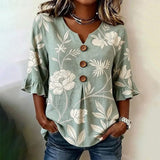 Blusa Vintage com Estampa de Flores