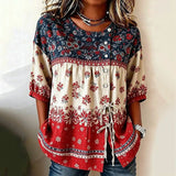Blusa Vintage com Estampa de Flores