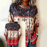 Blusa Vintage com Estampa de Flores