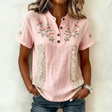 Blusa Vintage com Estampa de Flores