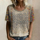 Camisa Estilo Vintage com Estampa Floral