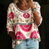 Camisa Vintage com Estampa de Flores