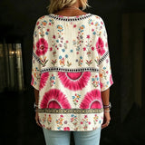 Camisa Vintage com Estampa de Flores