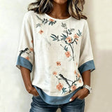 Blusa Vintage com Estampa de Flores