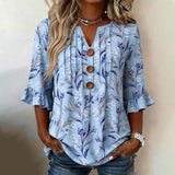 Blusa Vintage com Estampa de Flores