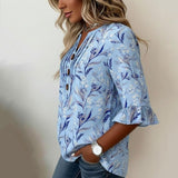 Blusa Vintage com Estampa de Flores