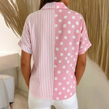 Camisa Casual com Estampa de Poás e Listras