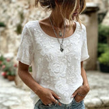Blusa Vintage com Estampa de Flores