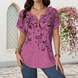Camisa com Estampa de Folhas Vintage