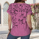 Camisa com Estampa de Folhas Vintage