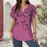 Camisa com Estampa de Folhas Vintage
