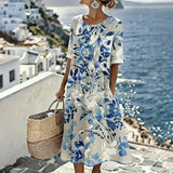 Robe Vintage com Estampa de Folhas