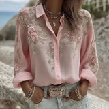 Blusa Vintage com Estampa Floral