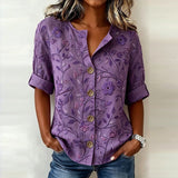 Blusa Vintage com Estampa Floral