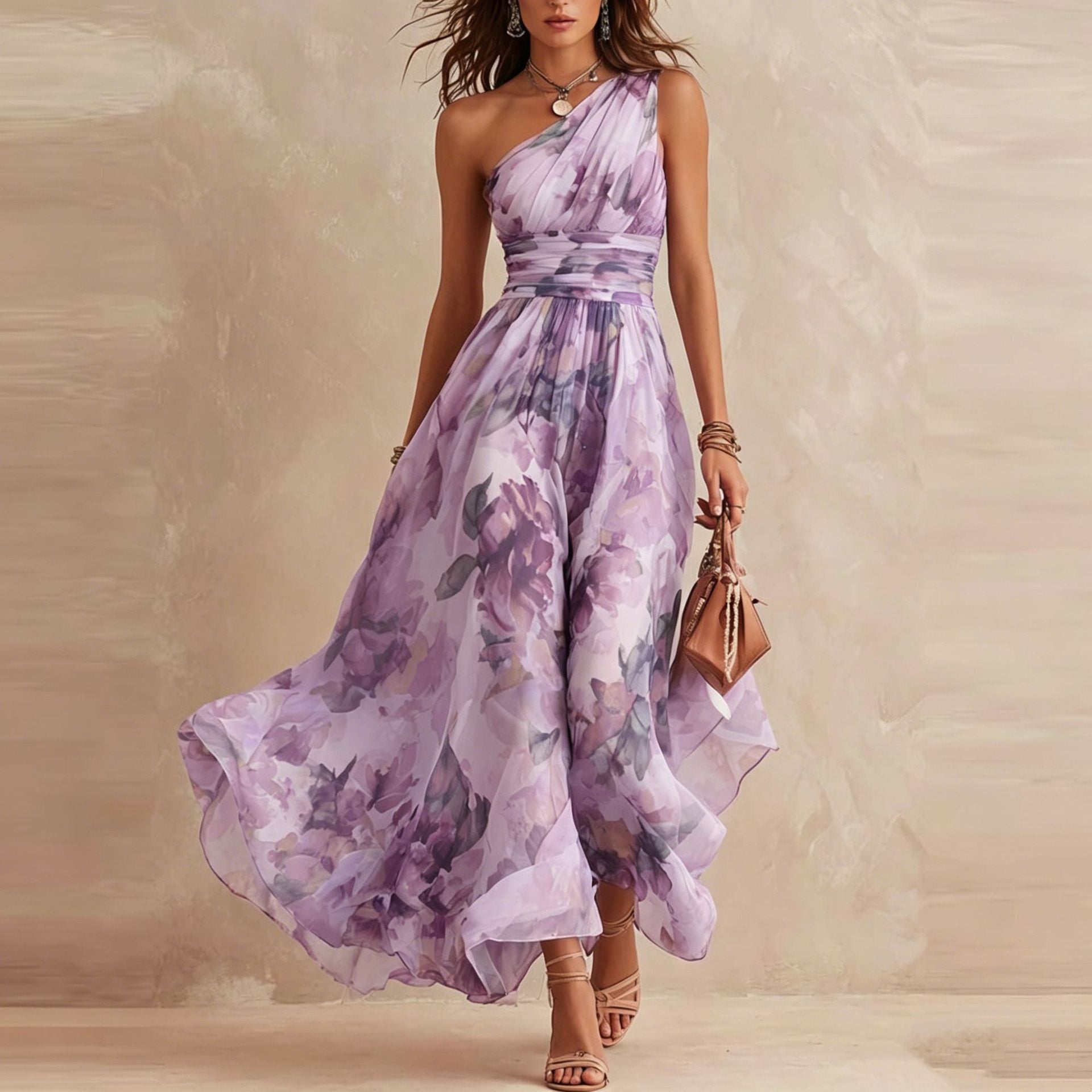 Aurora | Vestido Assimétrico com Estampa Floral