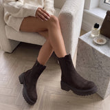 Botins Chelsea de camurça Lania em tom castanho escuro
