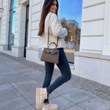 Botas de plataforma forradas en color beige Nina