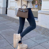 Botas de plataforma forradas en color beige Nina