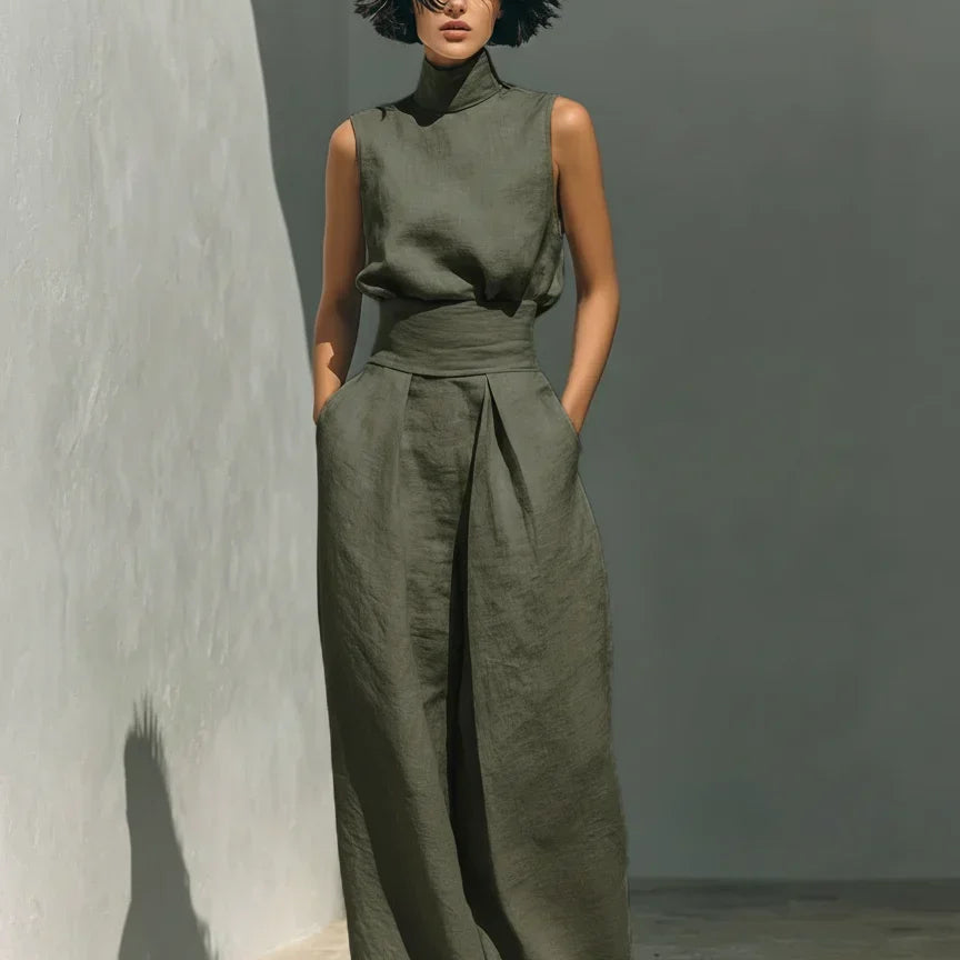 Conjunto Sofisticado de Algodão e Linho Joana