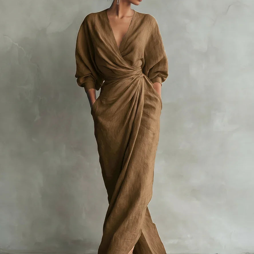Vestido Maxi Lorena com Decote em V