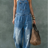 Ana - Macacão de Denim com Cintura Elástica
